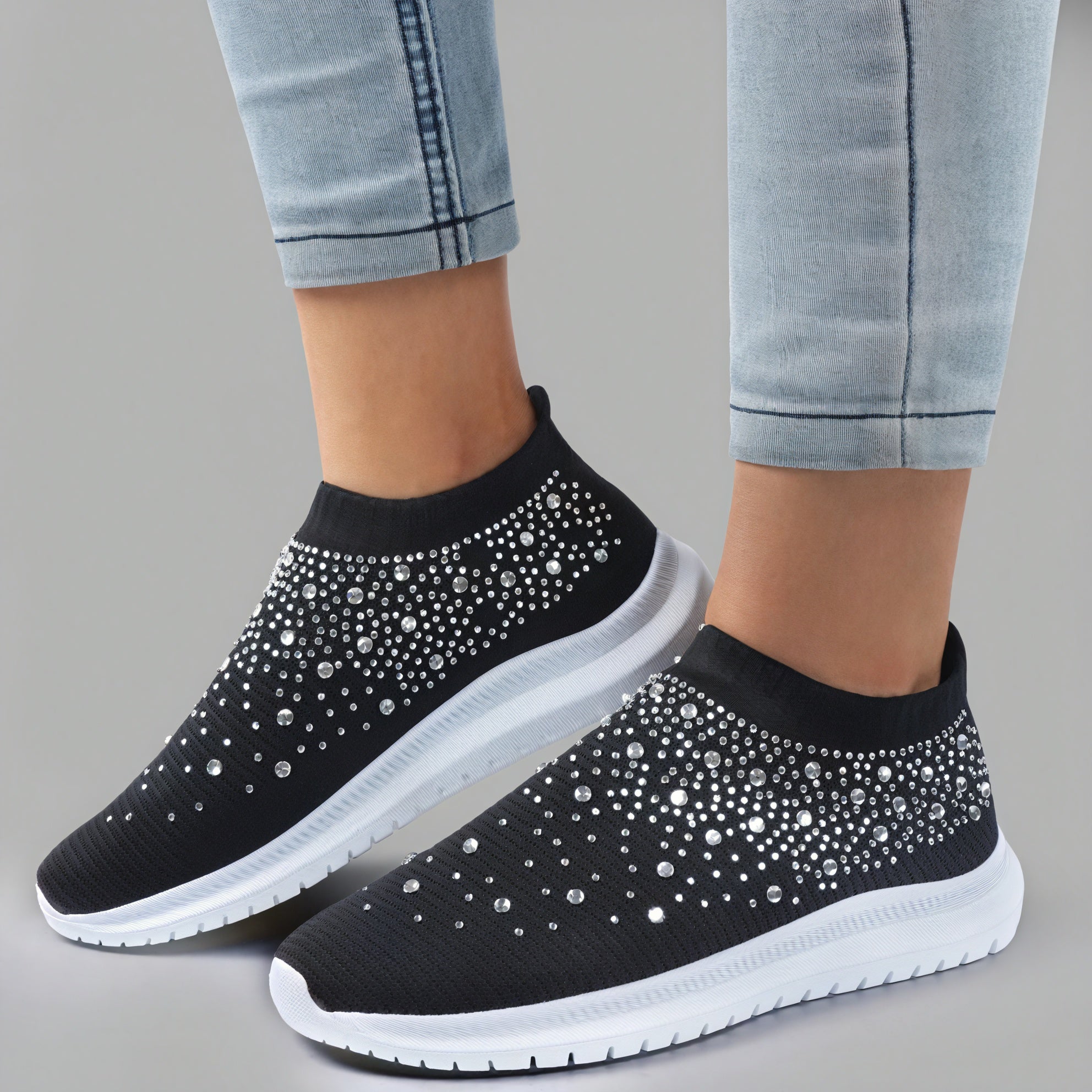 Sneakers Tejidas con Brillo Casual Chic