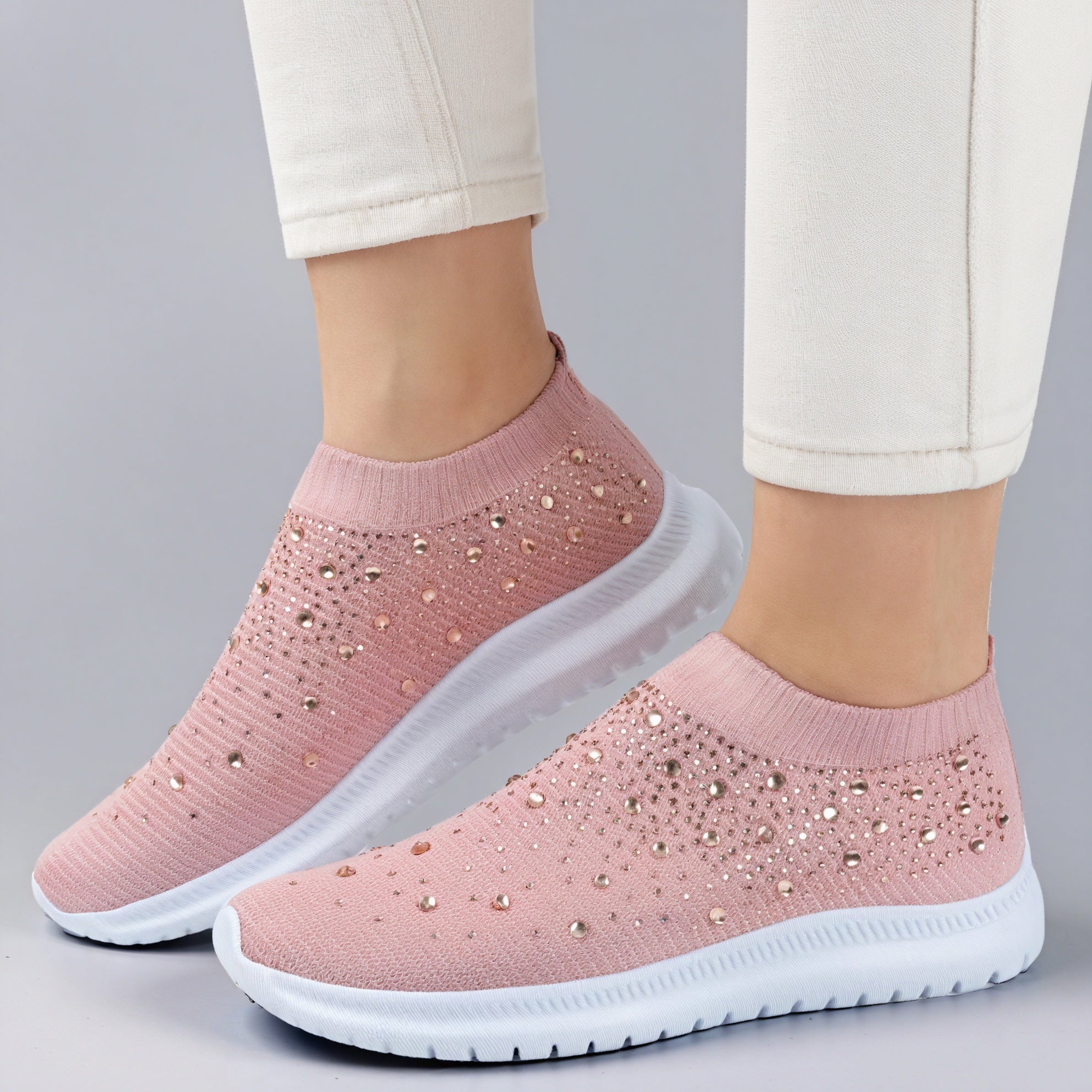 Sneakers Tejidas con Brillo Casual Chic