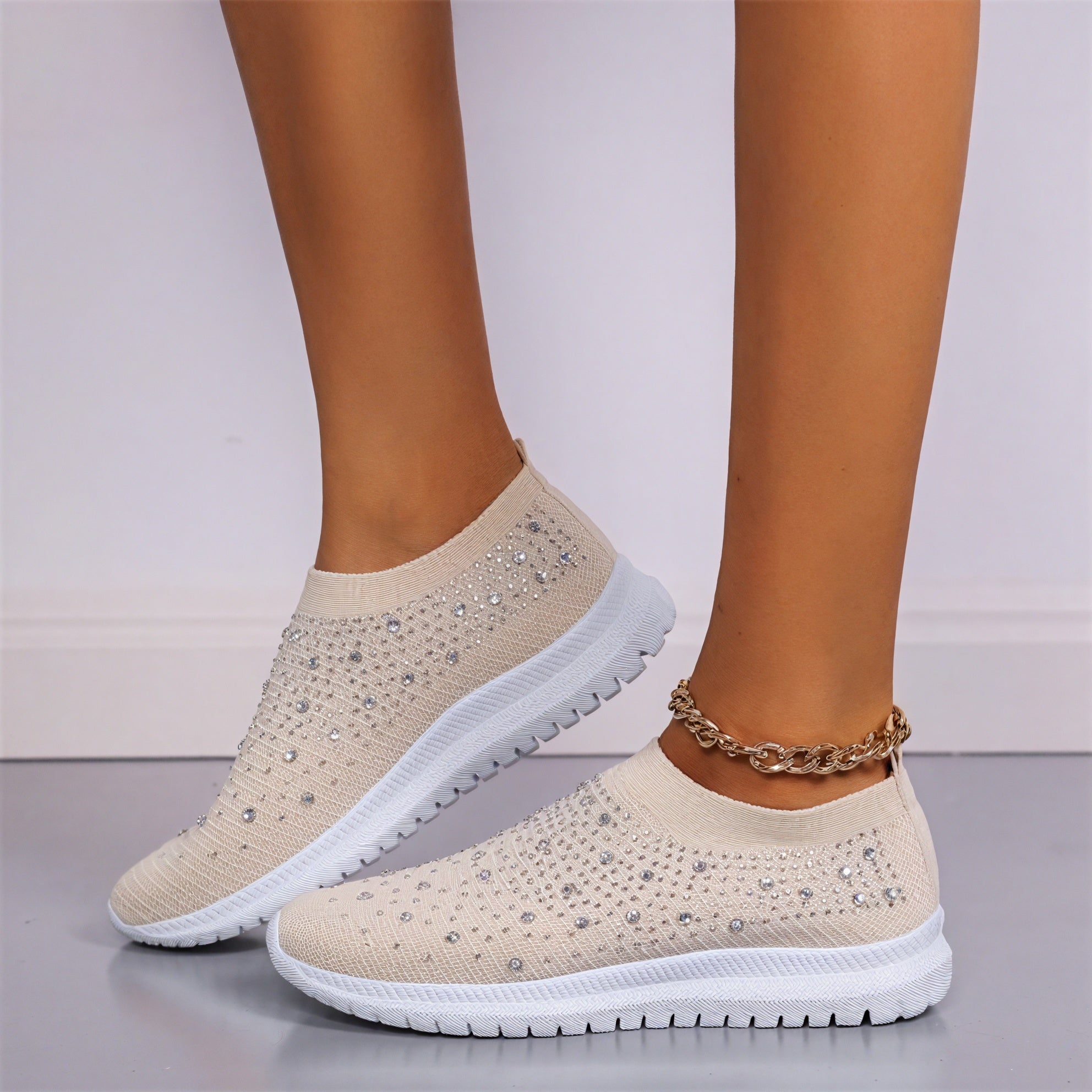 Sneakers Tejidas con Brillo Casual Chic