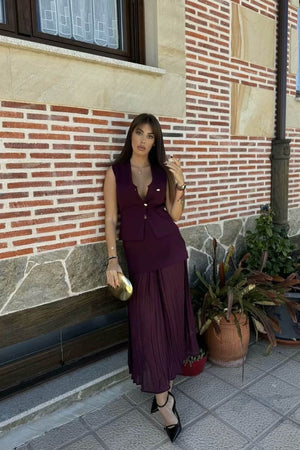 Conjunto Sofisticado Top y Falda Midi
