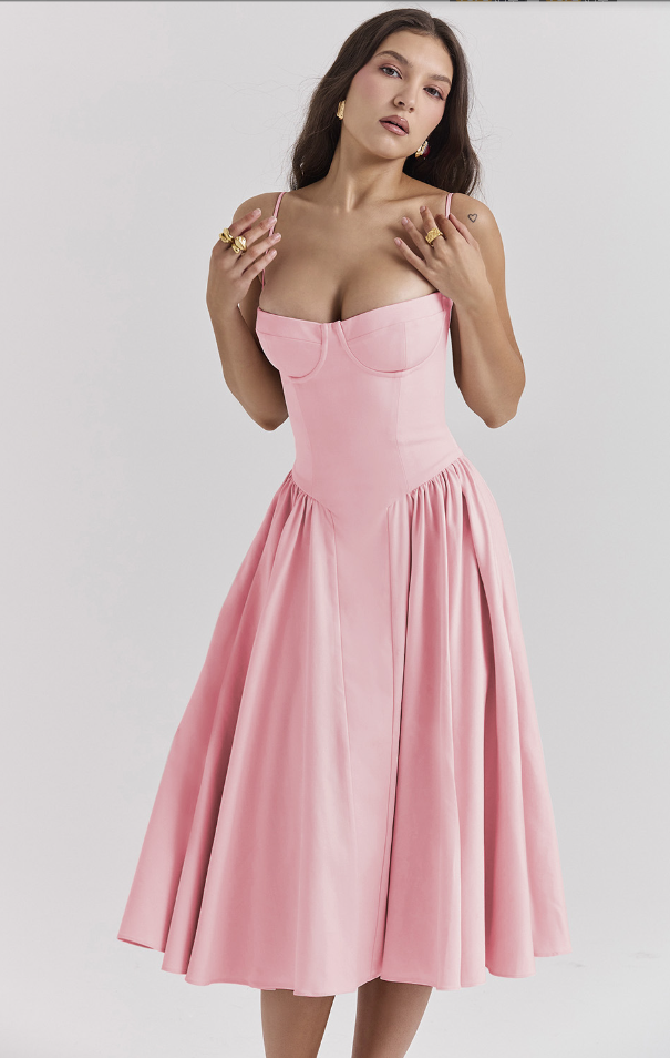 Vestido Midi para Mujer – Tirantes Finos, Corpiño Estructurado, Falda Plisada, con Bolsillos-83506-59c52140-98fd-4ce8-970e-c6134fe21077