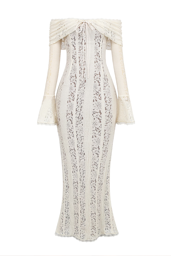 Vestido de Mujer – Encaje Hombros Descubiertos Manga Larga, Elegante-83555-5f759d47-3361-4229-a9a7-c0cc90853da7