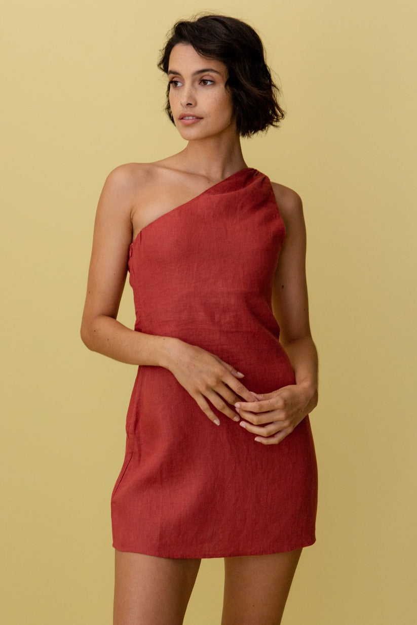 Vela Official Vestido Mini Lino Mujer – Diseño Un Hombro Asimétrico-83276-629bd8a9-1c18-4565-a99d-f43ef01c4e34