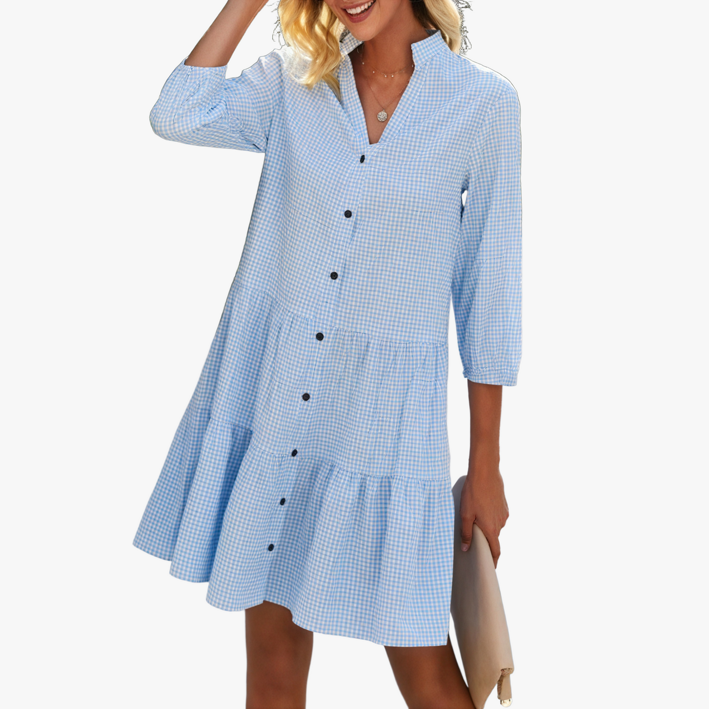 Vestido Gingham Casual para Salidas