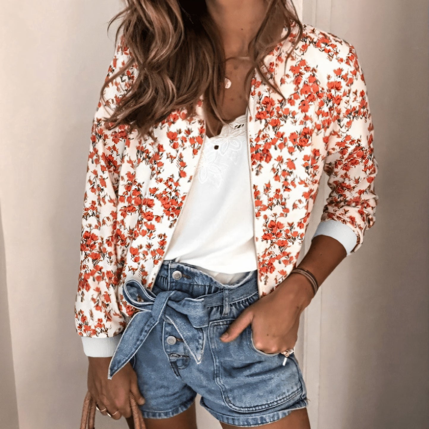Chaqueta Bomber Floral Chic
