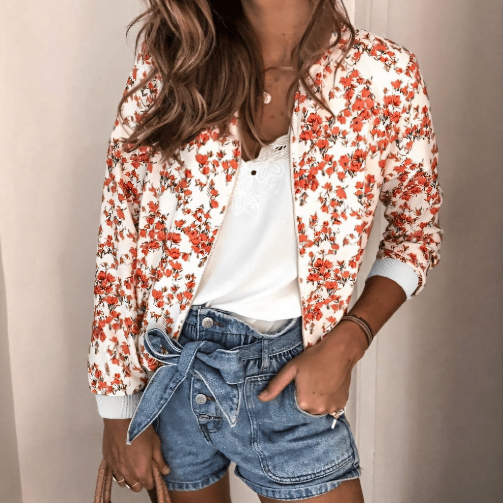 Chaqueta Bomber Floral Chic