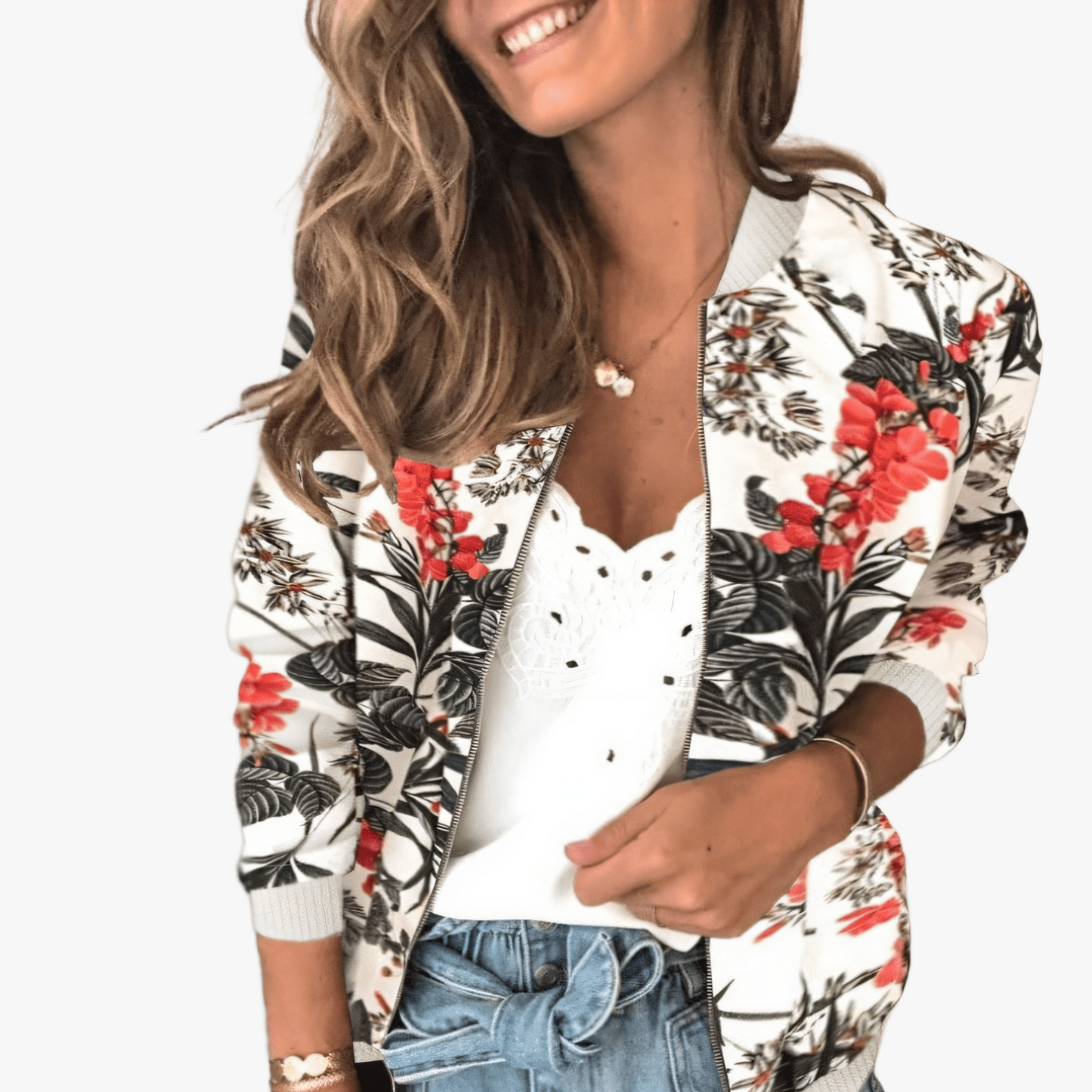 Chaqueta Bomber Floral Chic