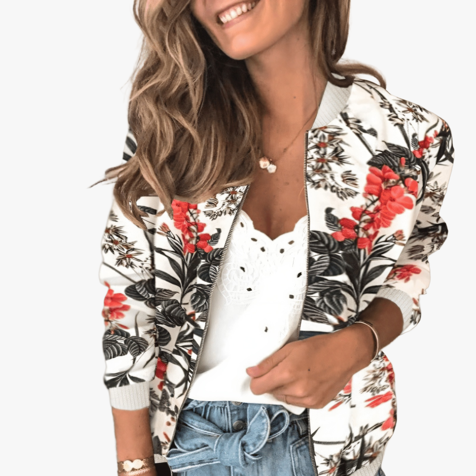 Chaqueta Bomber Floral Chic