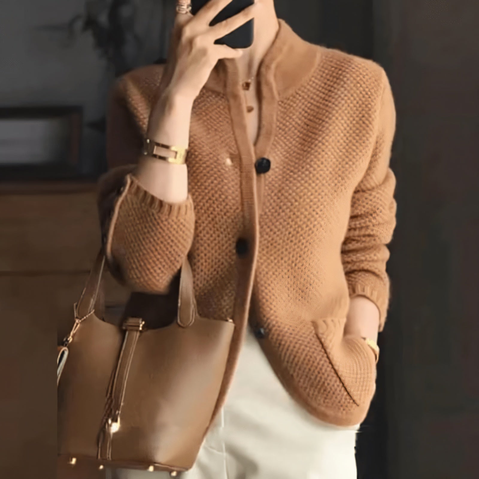 Chaqueta Casual Chic con Cuello Chal