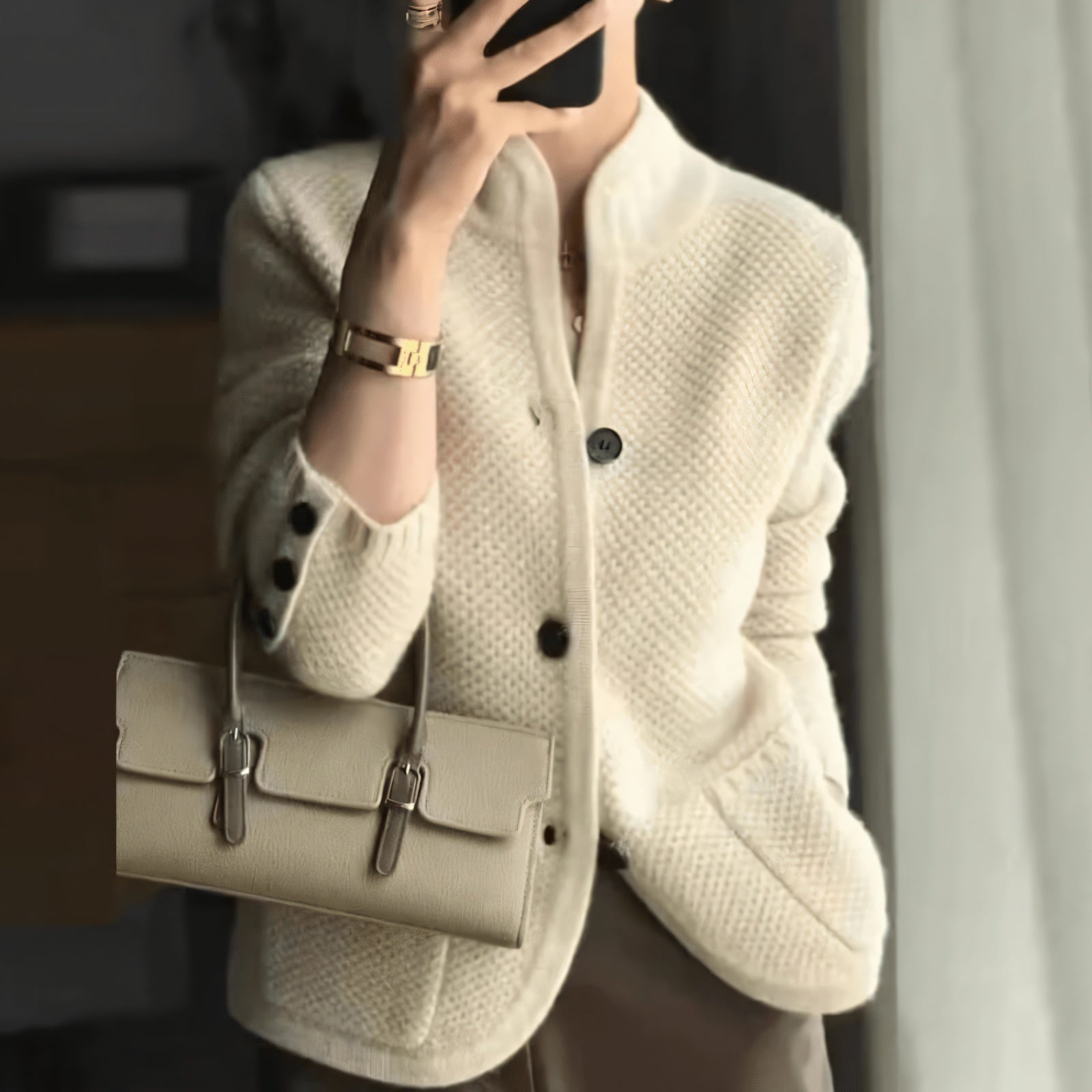 Chaqueta Casual Chic con Cuello Chal