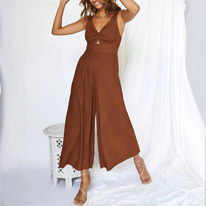 Mono Chic de Pierna Ancha y Escote en V