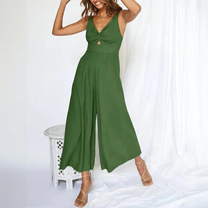 Mono Chic de Pierna Ancha y Escote en V
