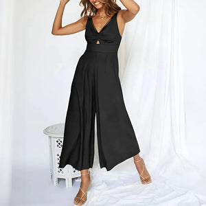 Mono Chic de Pierna Ancha y Escote en V