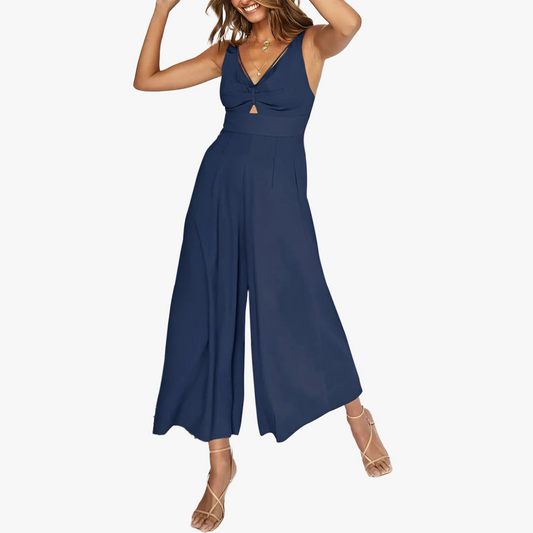 Mono Chic de Pierna Ancha y Escote en V