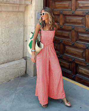 Mono Gingham Chic de Piernas Anchas