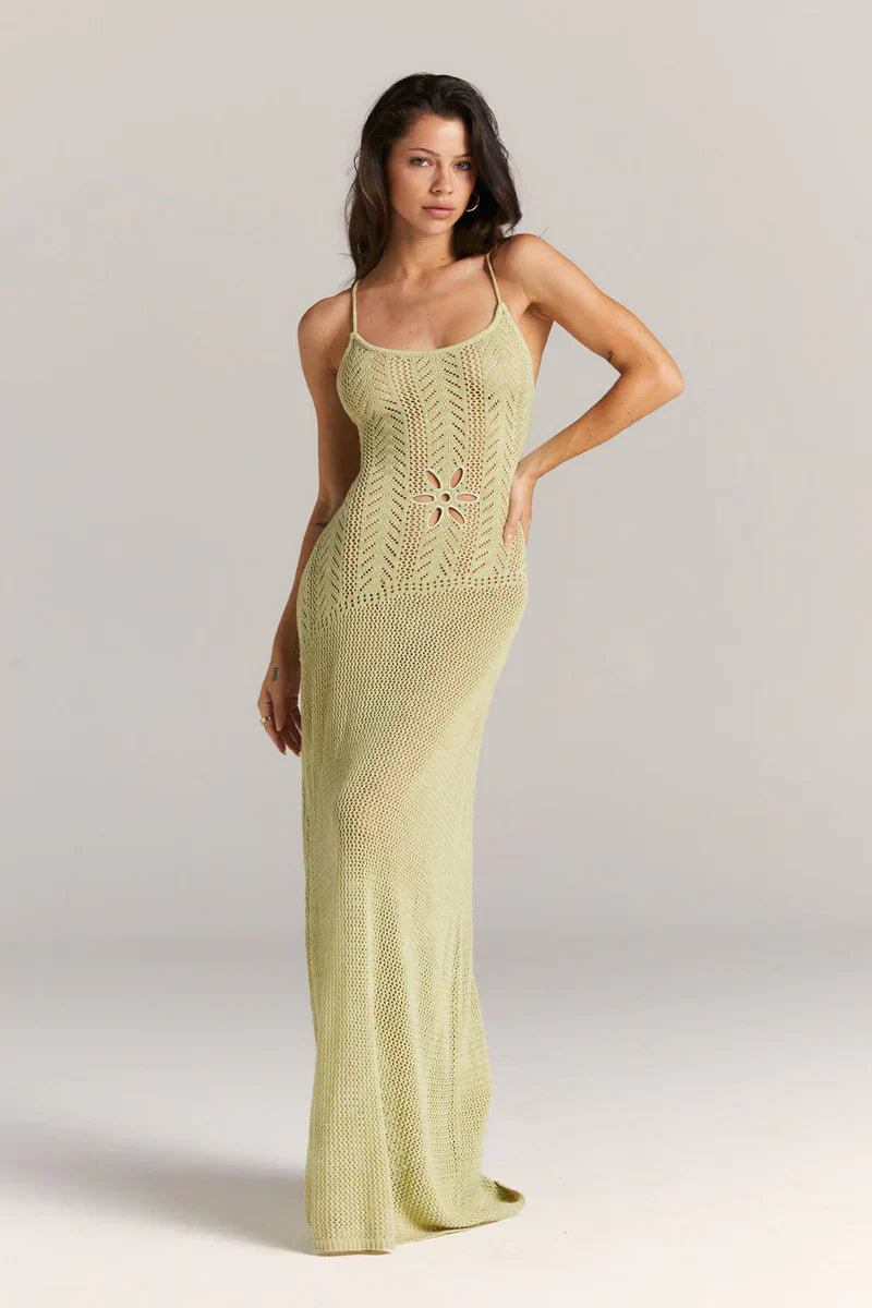 Vela Official Vestido Maxi de Punto Calado Floral para Mujer con Tirantes Finos-83282-695a05dd-9102-4089-9bca-789983b4669e