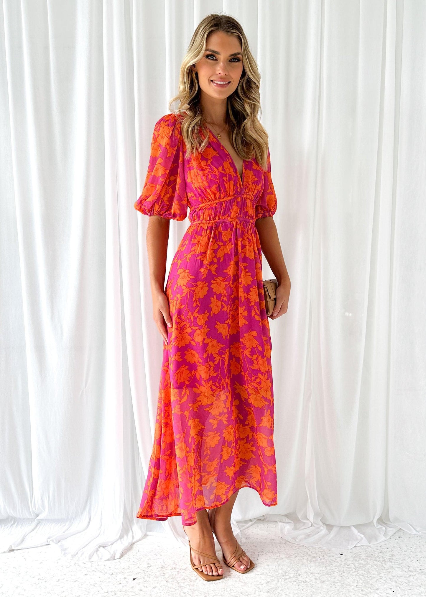 Vestido Maxi Floral para Mujer – Escote V, Manga Corta, Silueta Fluida, Vela Official-83294-6d3d8879-f82a-46e0-ae8f-2ae8238d0da3
