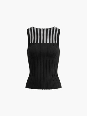 Top sin Mangas Texturizado con Detalle Sheer