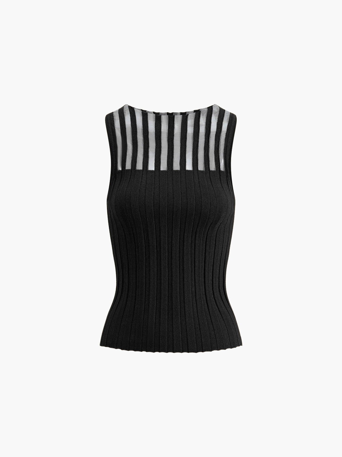 Top sin Mangas Texturizado con Detalle Sheer