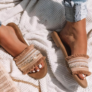 Sandalias Slide Mujer – Flecos y Cuentas, Estilo Bohemio, Suela Plana-73650-8893a3d2-b3d2-46e3-a13f-ddfee29bb71a