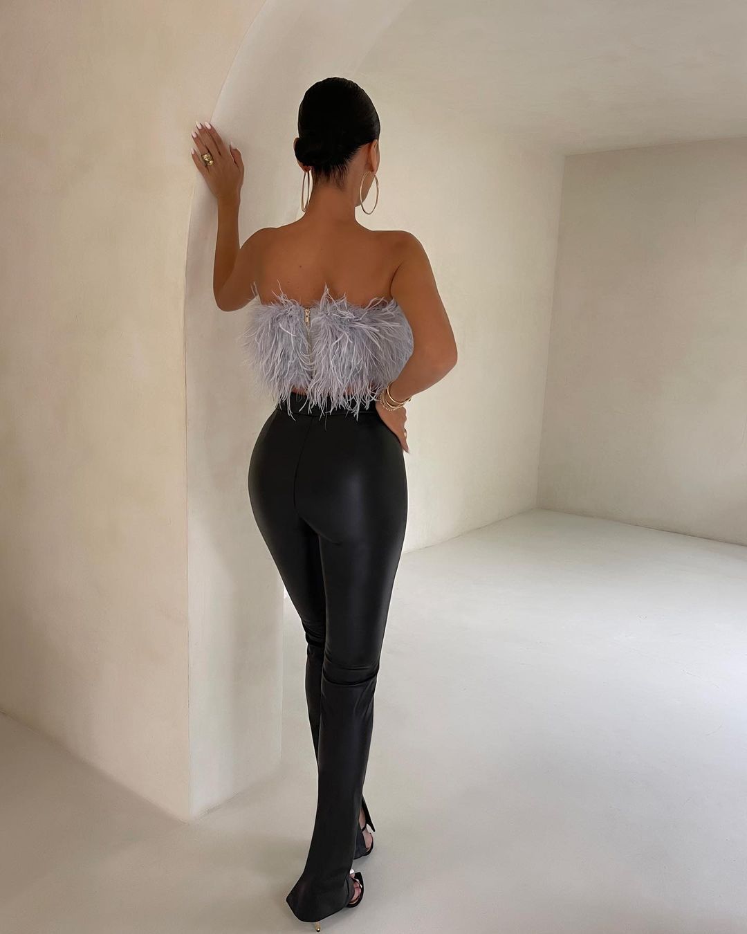 Top Bandeau de Plumas Texturizadas