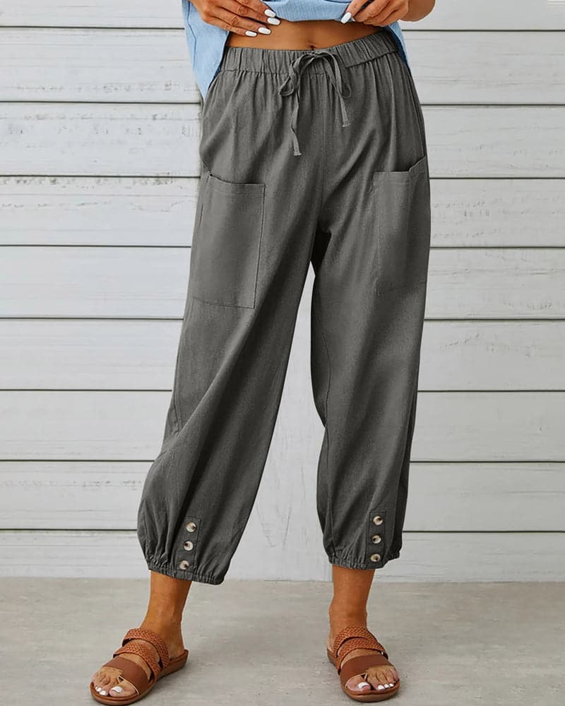 Vela Official Pantalones Mujer – Cintura Cordón, Detalle Botón Tobillo, Casual-83253-77b5d057-7c79-43df-b517-873d6f4a0bdb