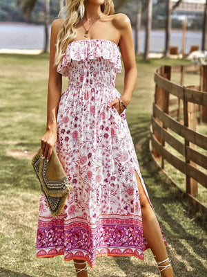 Vestido Midi Floral Bohemio con Abertura