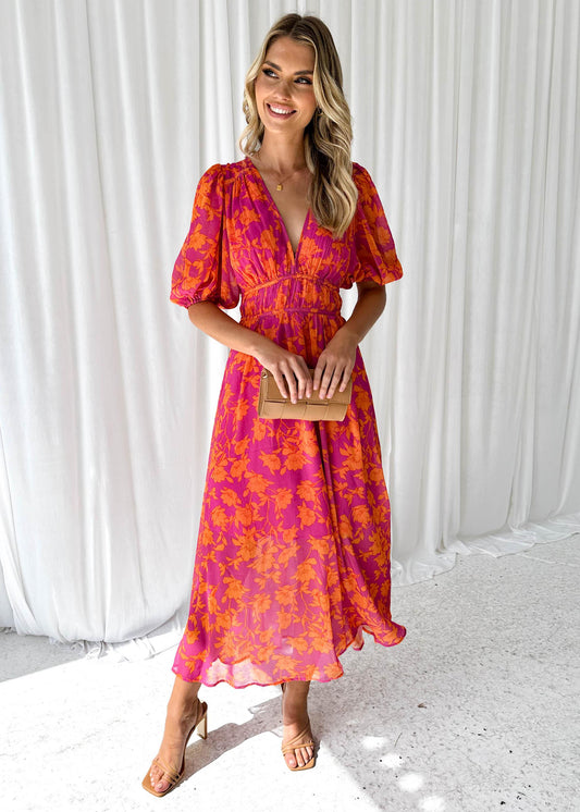 Vestido Maxi Floral para Mujer – Escote V, Manga Corta, Silueta Fluida, Vela Official-83294-78cd39b5-1211-42ad-a84b-9fe4c05bea2e