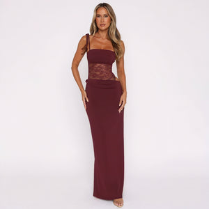 Vestido Largo de Encaje con Aberturas Chic