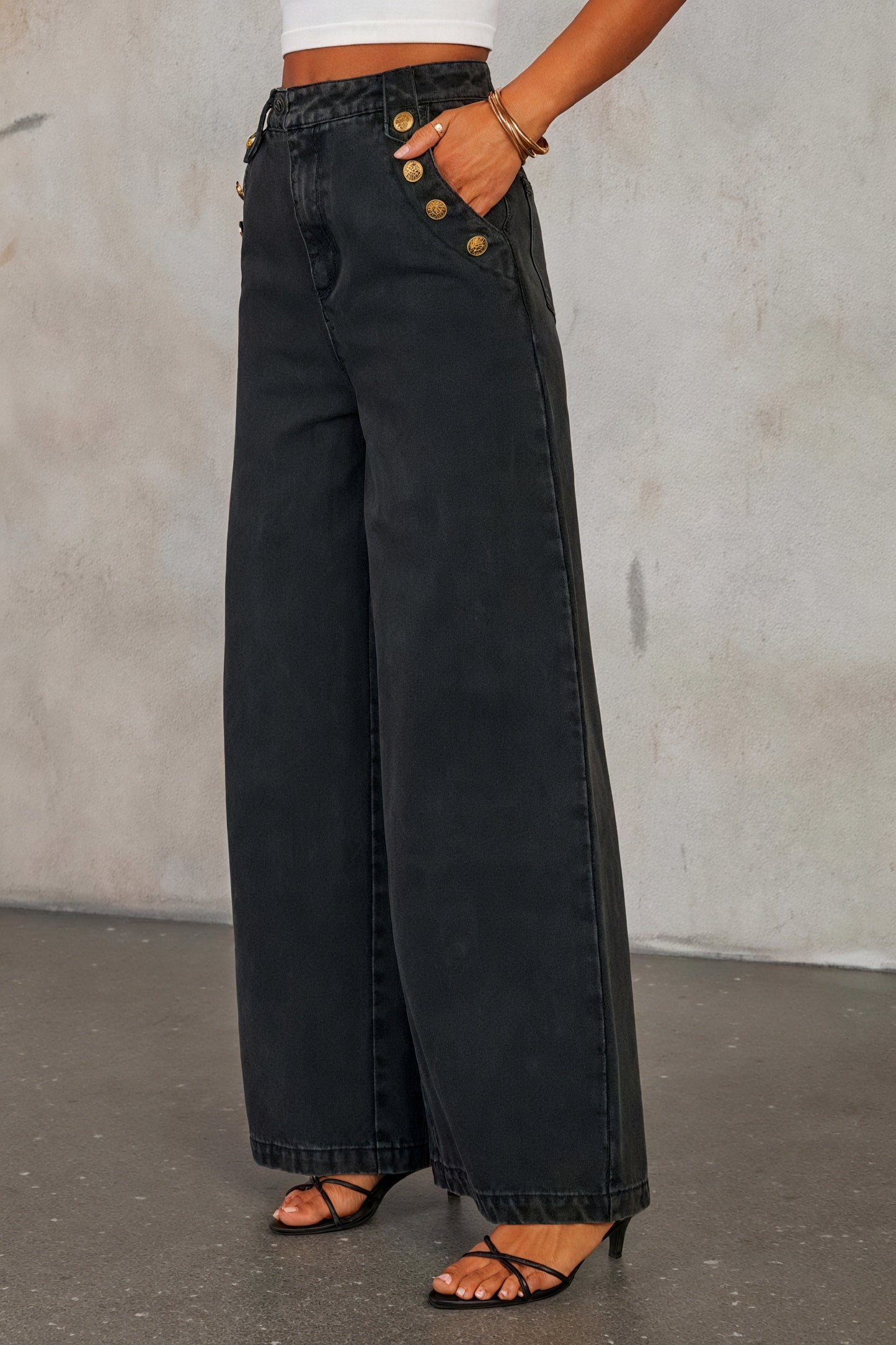 Conjunto Denim Chic: Chaleco & Pantalón Palazzo