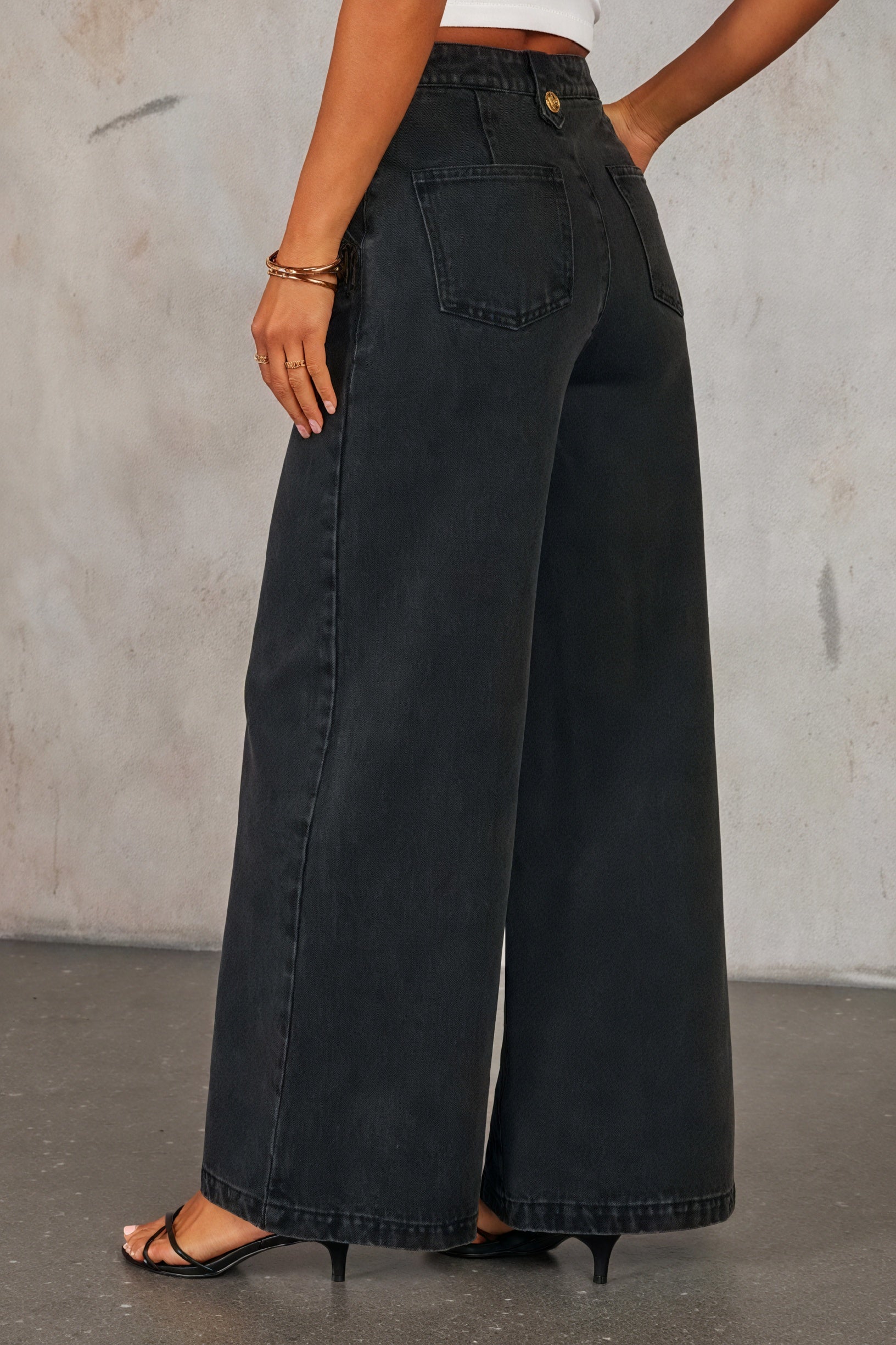 Conjunto Denim Chic: Chaleco & Pantalón Palazzo