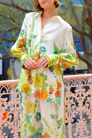Traje Floral Estampado de Pierna Ancha