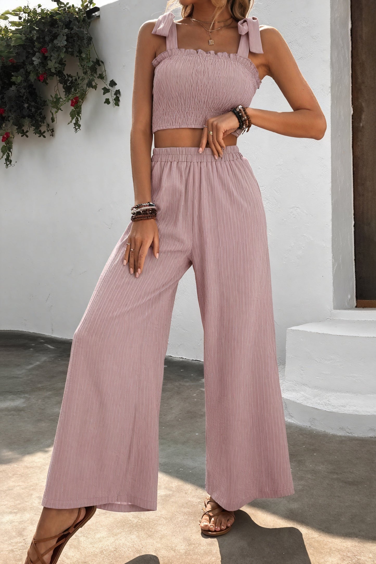 Conjunto Top y Pantalón Palazzo Texturizado