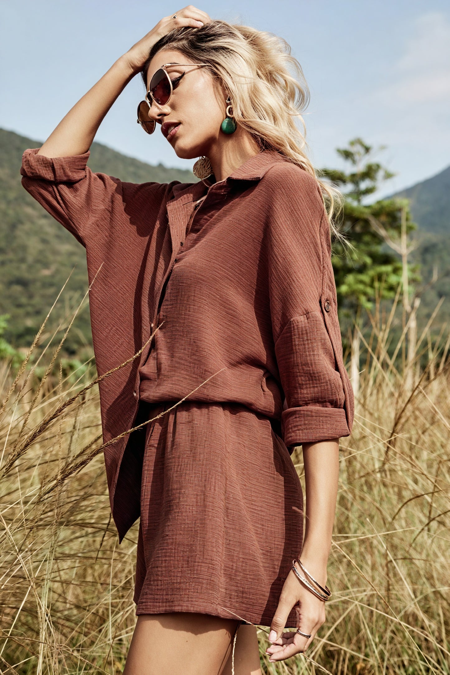 Conjunto Camisa y Shorts Texturizados