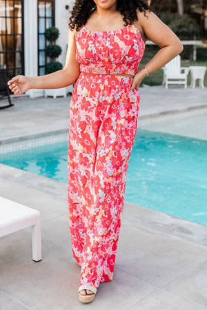 Conjunto Floral Top Corto y Pantalón Palazzo