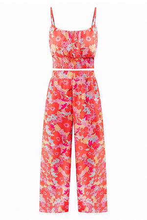 Conjunto Floral Top Corto y Pantalón Palazzo