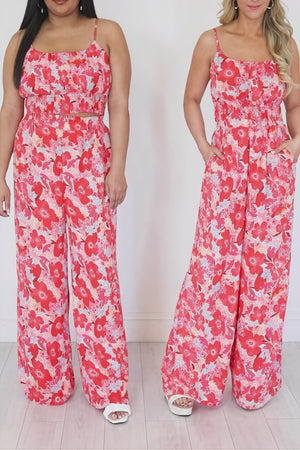 Conjunto Floral Top Corto y Pantalón Palazzo