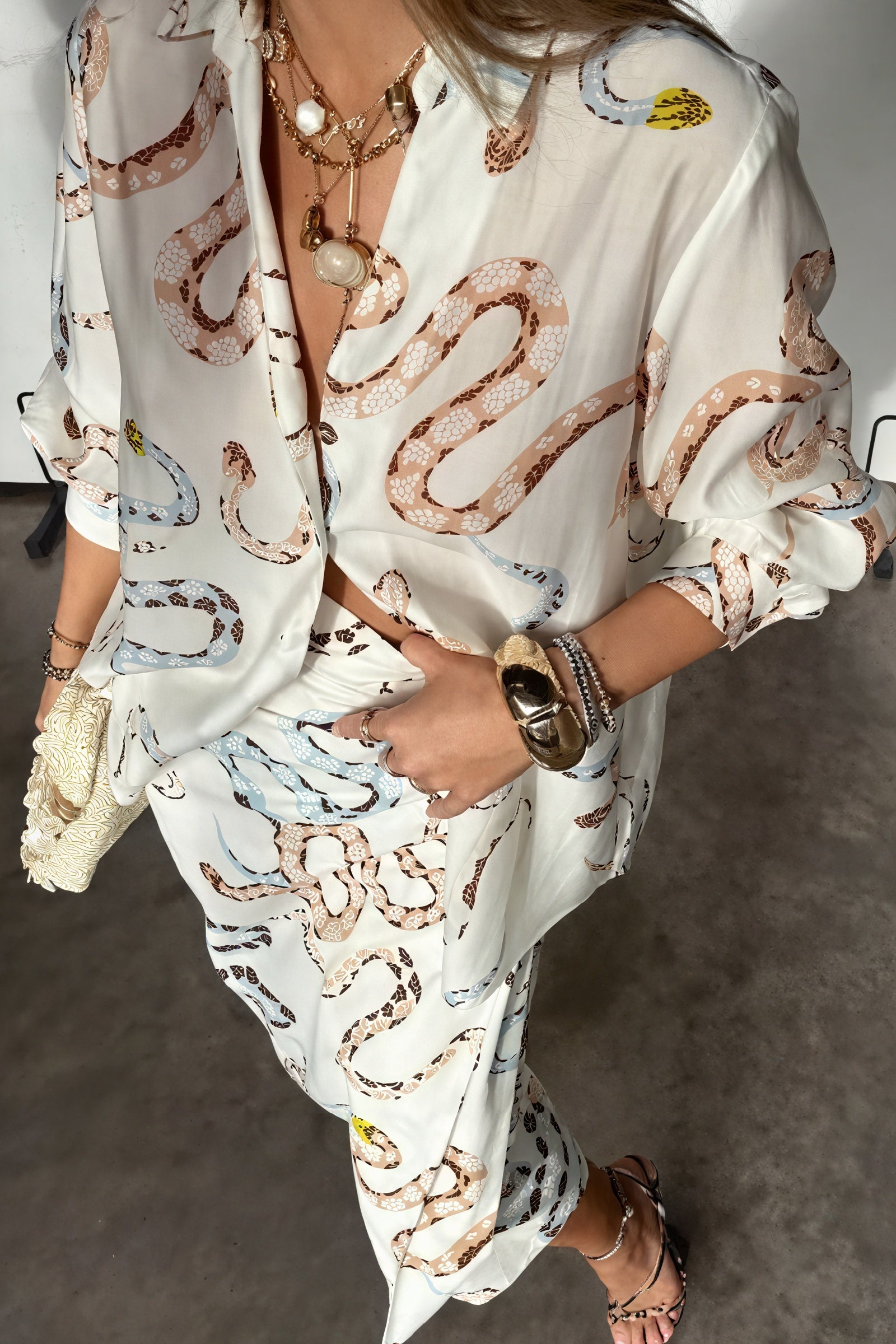 Vestido Midi Estampado Serpiente Chic