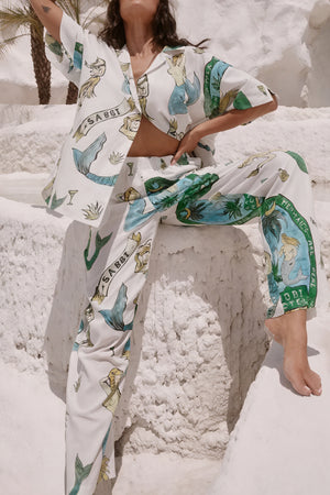 Mujer Pijama Estampado Sirena Conjunto Camisa Abotonada y Pantalón Largo Loungewear-79730-9ea72431-56c0-444c-b27a-57abb7a5e307