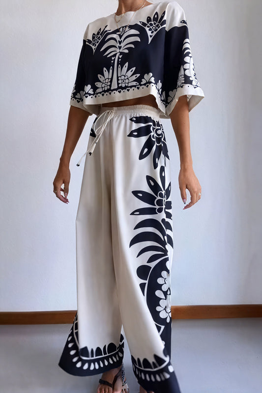 Top y Pantalón Floral de Tiro Alto