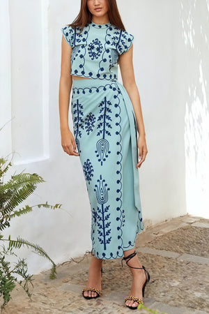 Conjunto Top y Falda Midi Texturizado