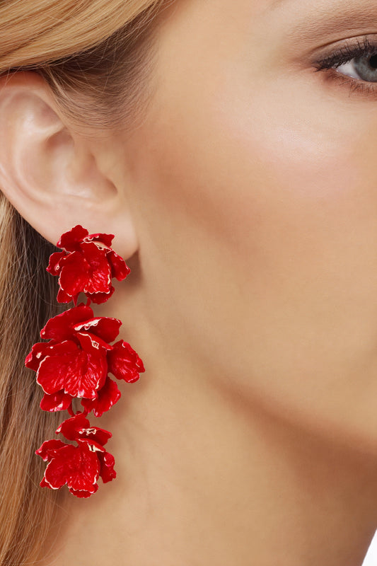 Elegantes Pendientes Florales Esculturales