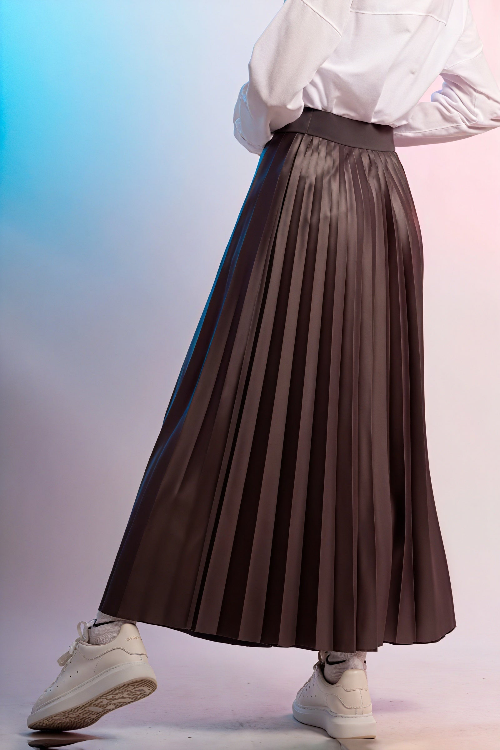 Falda Midi Plisada con Detalle de Tul