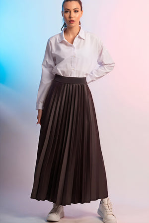Falda Midi Plisada con Detalle de Tul