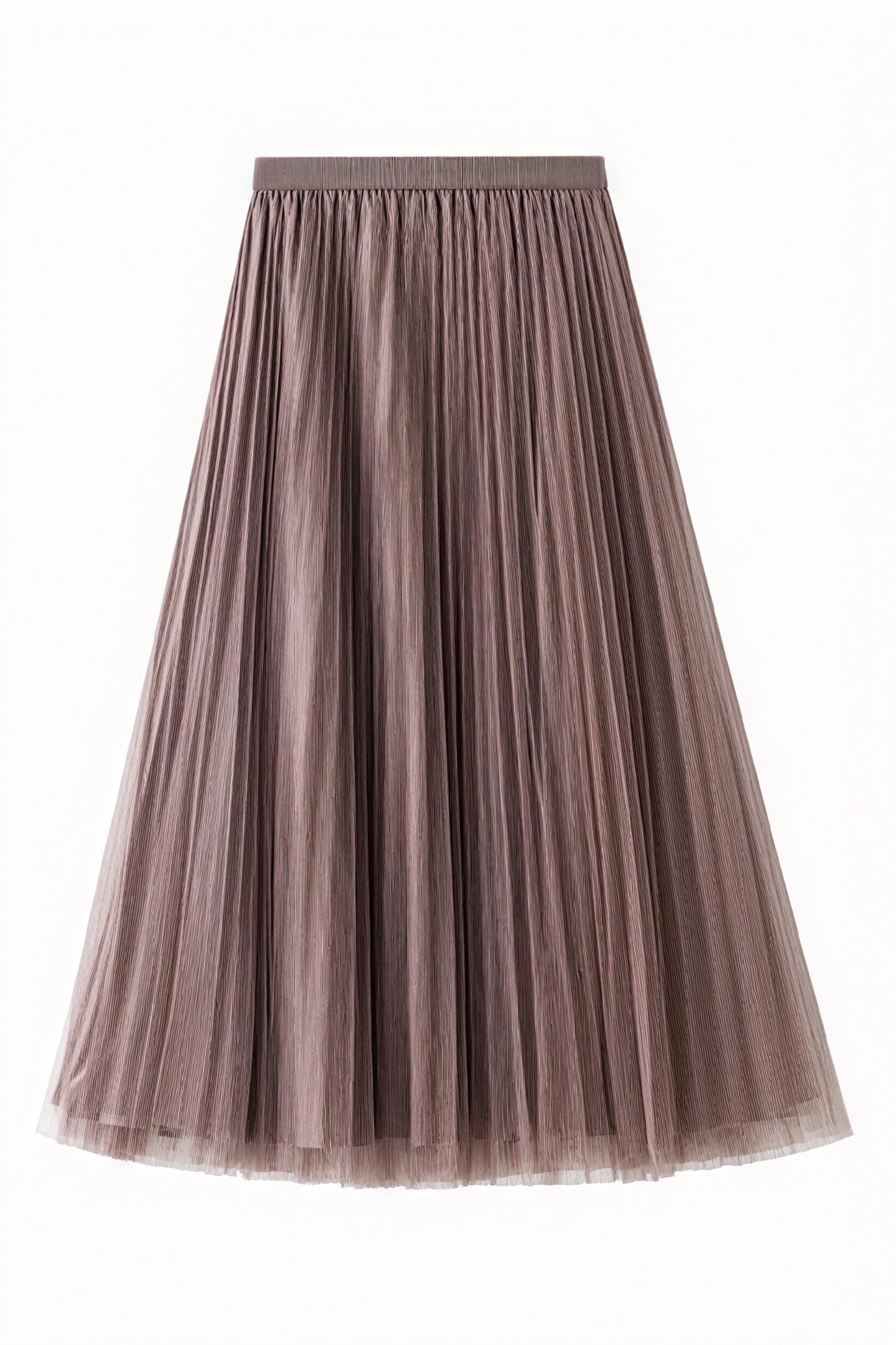 Falda Midi Plisada con Detalle de Tul