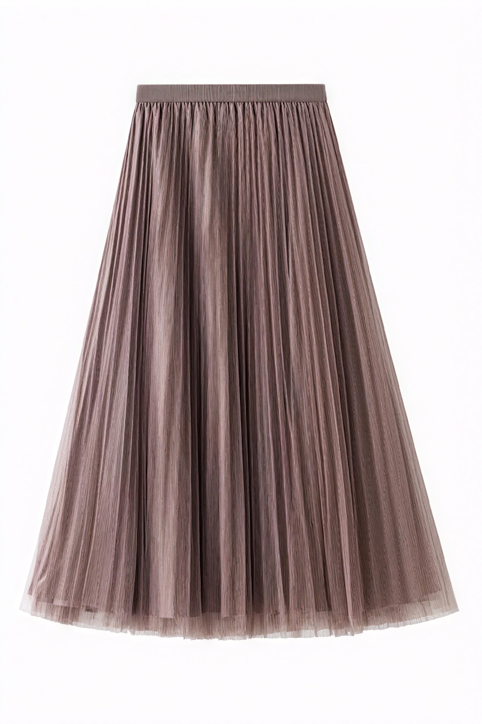 Falda Midi Plisada con Detalle de Tul