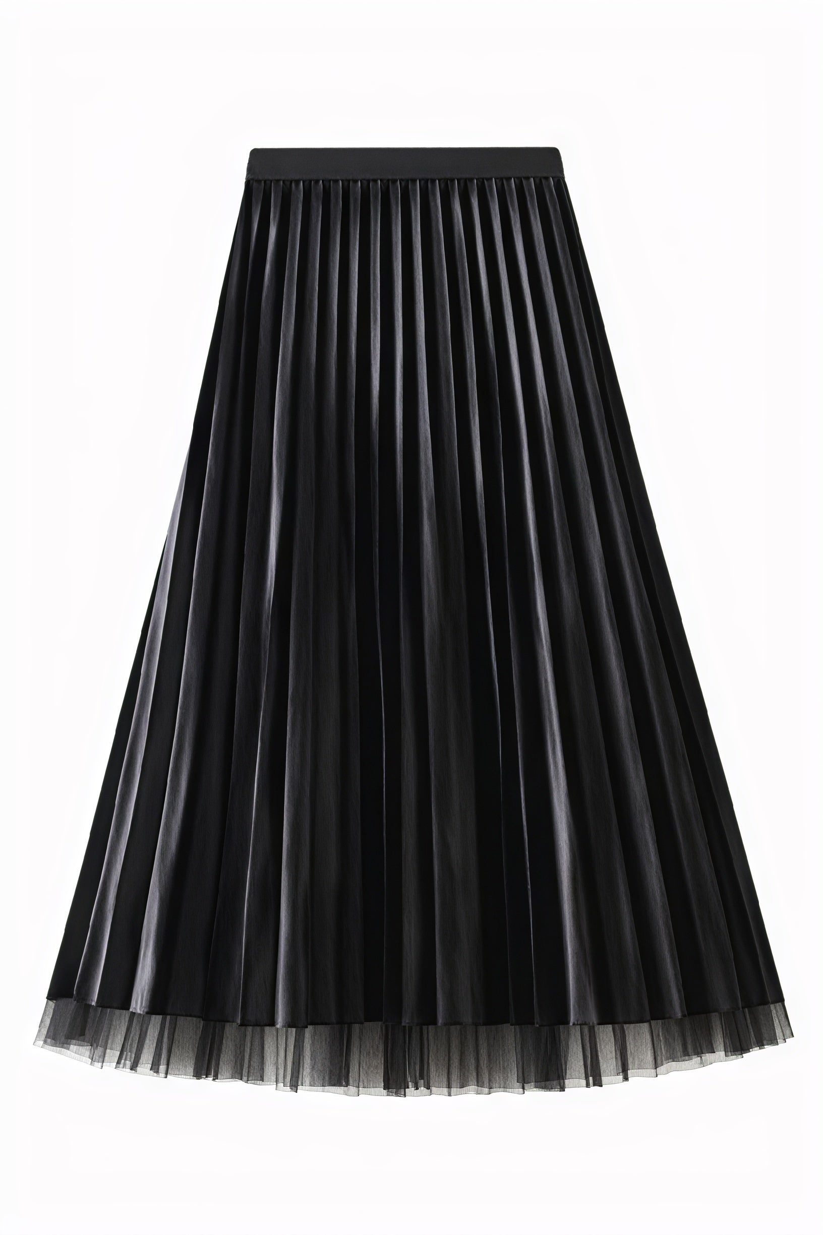 Falda Midi Plisada con Detalle de Tul