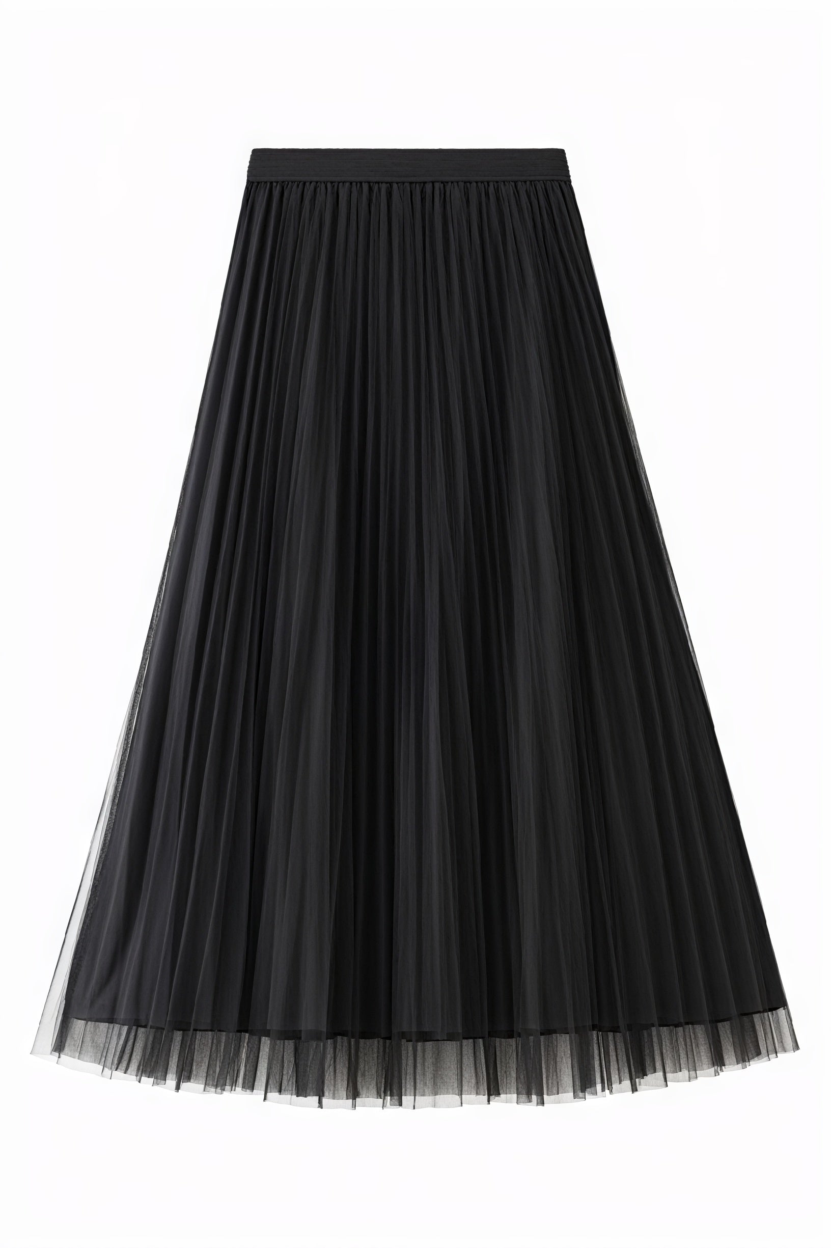Falda Midi Plisada con Detalle de Tul