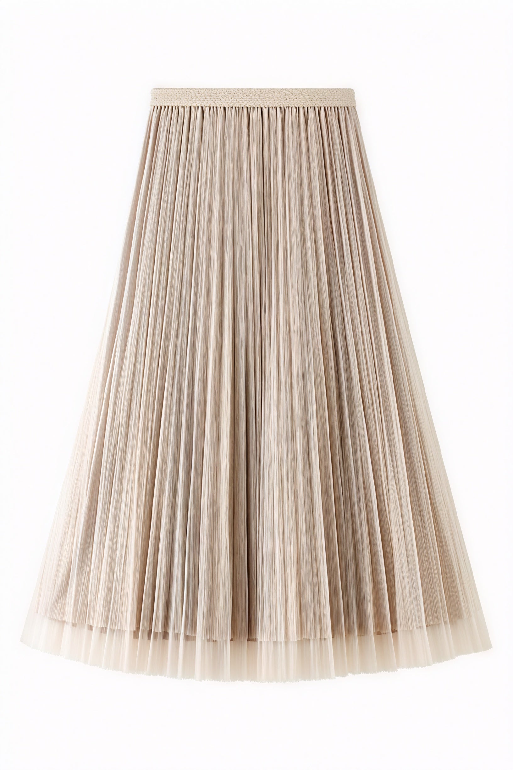 Falda Midi Plisada con Detalle de Tul