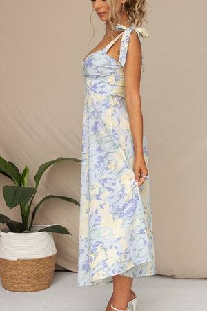 Vestido Midi Floral con Tirantes Anudados